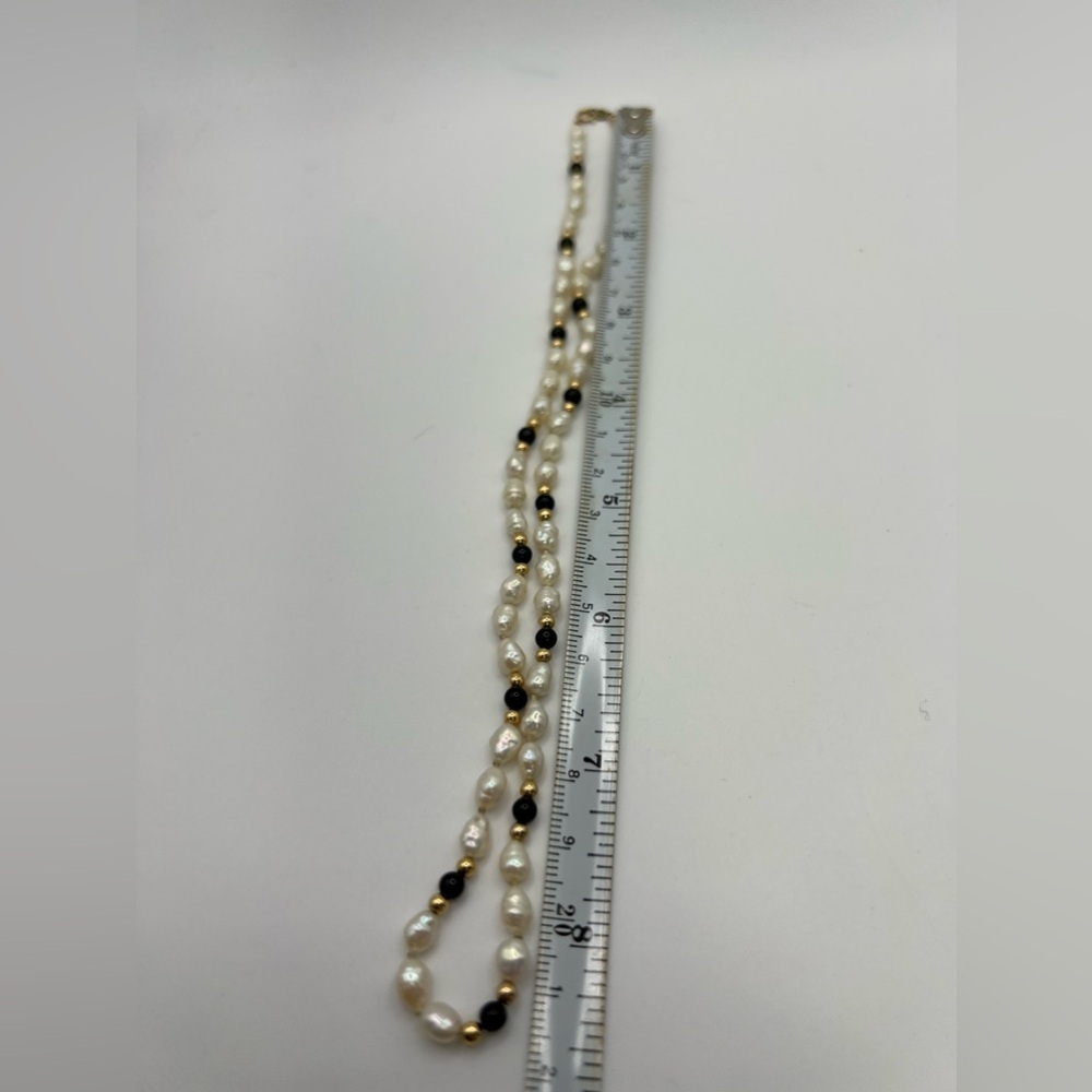 Vintage 14k plum gold pearl and onyx necklace Imperial Pearl Syndicate 1941 - Picture 2 of 11